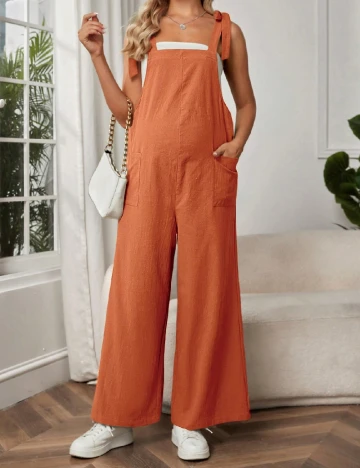 Salopeta SHEIN Maternity, caramiziu