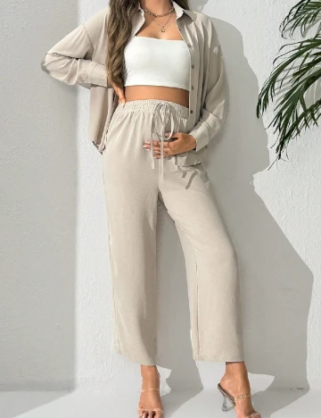 Compleu SHEIN Maternity, bej Crem