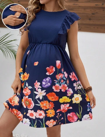 Rochie scurta SHEIN Maternity, albastru Albastru