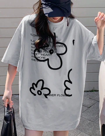 Tricou Oversize Dazy, gri