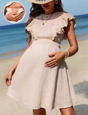Rochie scurta SHEIN Maternity, crem