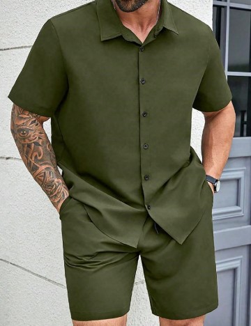 Compleu SHEIN Plus Size Men, kaki