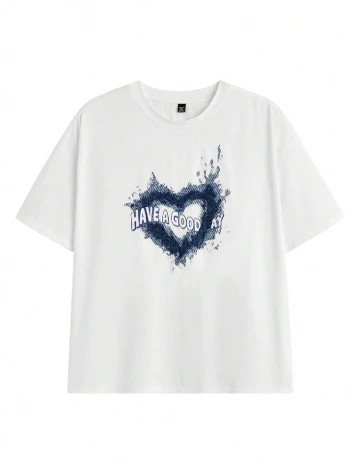 Tricou SHEIN Plus Size Men, alb Alb