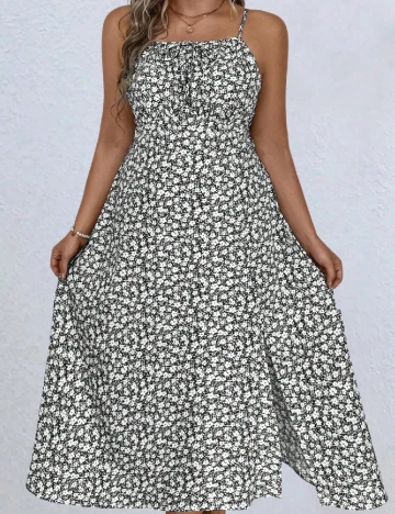 Rochie medie SHEIN CURVE, negru floral Negru