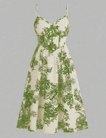 Rochie medie SHEIN CURVE, ecru/verde Verde