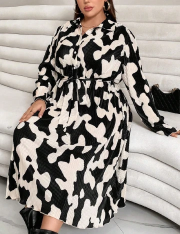 Rochie lunga SHEIN CURVE, crem/negru Crem