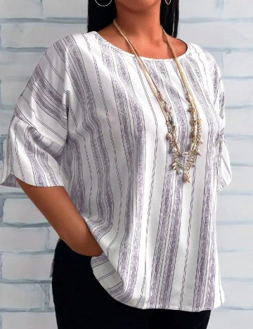 Bluza SHEIN CURVE, alb/lila Alb