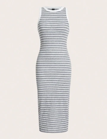 Rochie lunga SHEIN, alb/gri Gri