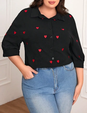Camasa SHEIN CURVE, negru Negru