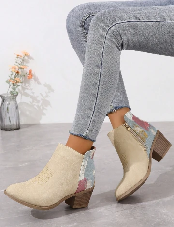 Botine SHEIN, bej Crem