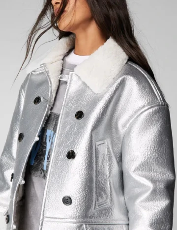 Palton Nasty Gal, argintiu