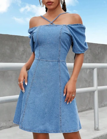 Rochie scurta SHEIN, albastru Albastru