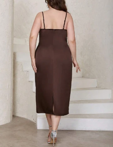 Rochie medie Eilly Bazar Plus Size, maro