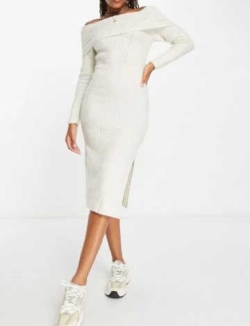 Rochie medie Miss Selfridge, ecru Alb
