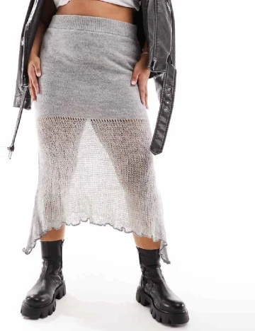Fusta Collusion Plus Size, gri Gri