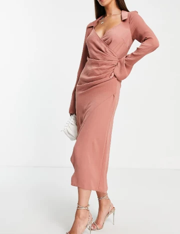Rochie medie ASOS, roz pudra