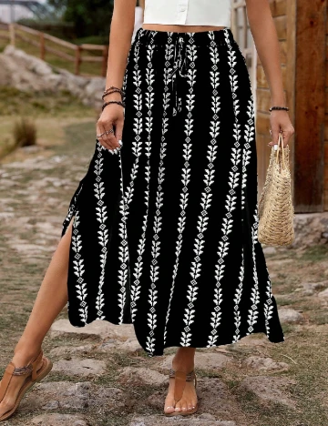 Fusta SHEIN, negru/alb Negru
