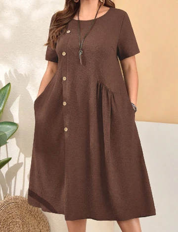 Rochie medie Emery Rose Curve, maro