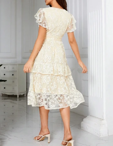 Rochie medie Ticosa, crem Crem