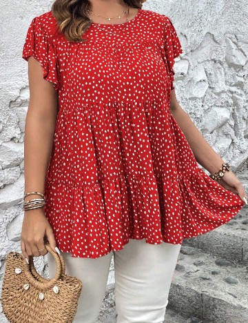 
						Bluza SHEIN CURVE, rosu/alb