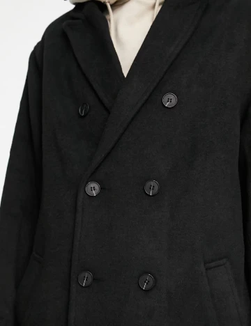 Palton Asos Plus Size Men, negru Negru
