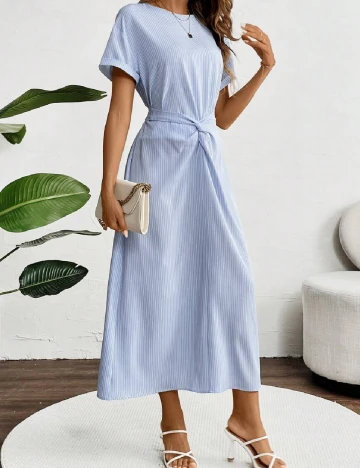 Rochie lunga SHEIN, alb/albastru