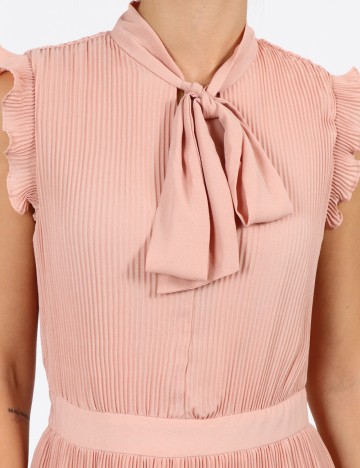 Rochie medie MOTF, roz pudra