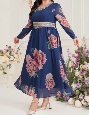Rochie lunga SHEIN CURVE, bleumarin Albastru