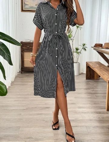 Rochie medie SHEIN, alb/negru