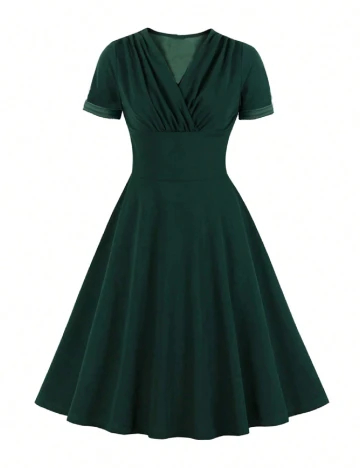 Rochie medie SHEIN CURVE, verde inchis Verde