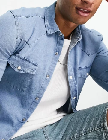 Camasa Asos Plus Size Men, albastru Albastru