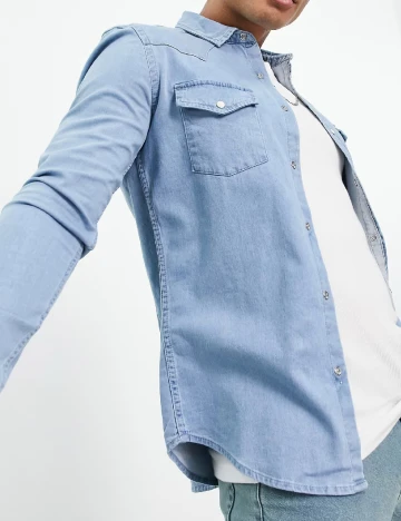 Camasa Asos Plus Size Men, albastru Albastru