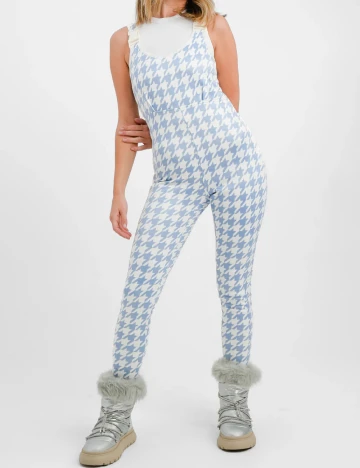 Salopeta de ski Threadbare, alb/albastru Albastru