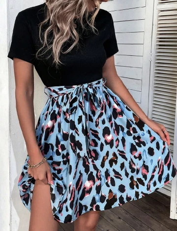 Rochie scurta SHEIN, albastru/negru