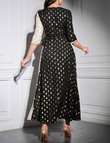 Rochie lunga SHEIN, negru/crem