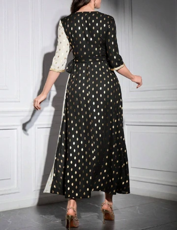 Rochie lunga SHEIN, negru/crem Negru