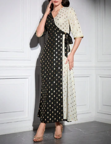 Rochie lunga SHEIN, negru/crem Negru