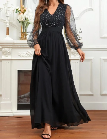 Rochie lunga SHEIN, negru/argintiu