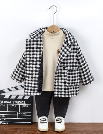 Palton Shein Kids, negru/alb