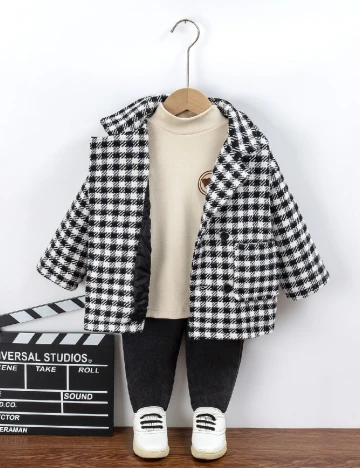 Palton Shein Kids, negru/alb Negru