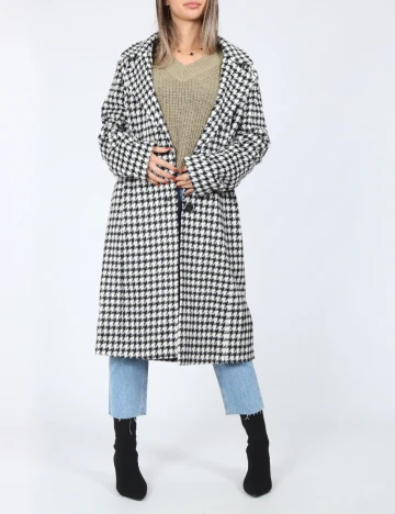 Palton Pieces, alb/negru