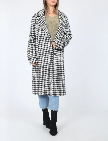 Palton Pieces, alb/negru