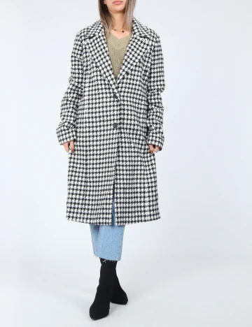 Palton Pieces, alb/negru