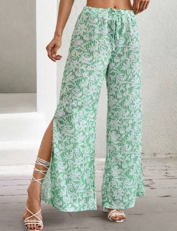 Pantaloni SHEIN, verde/alb Verde