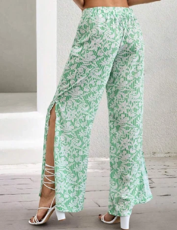 Pantaloni SHEIN, verde/alb Verde