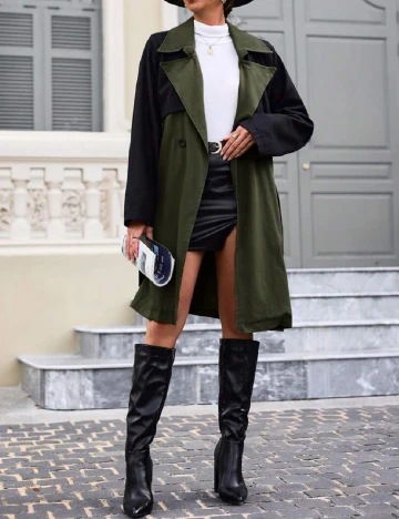 Trench SHEIN, verde/negru