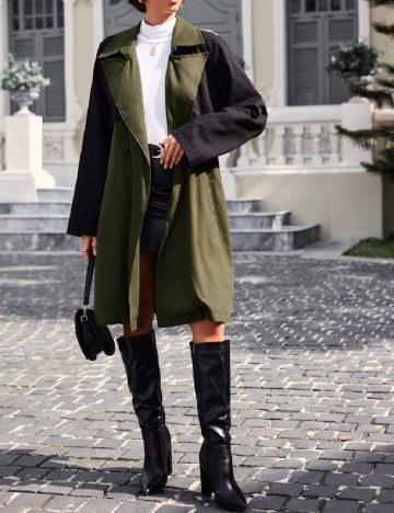 Trench SHEIN, verde/negru