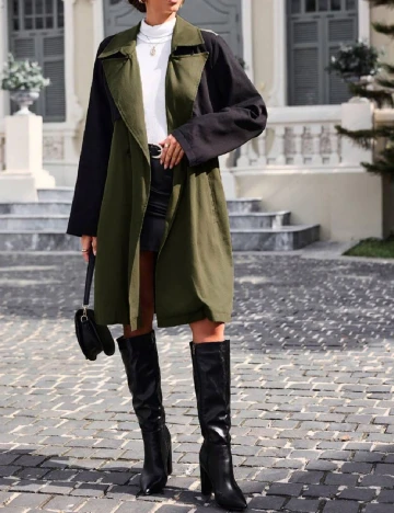 Trench SHEIN, verde/negru