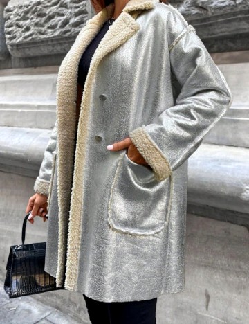 Palton oversize SHEIN, argintiu