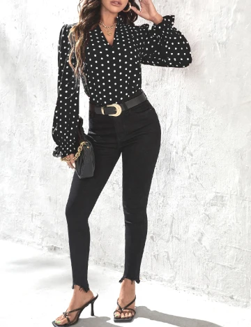 Bluza SHEIN, negru/alb Negru